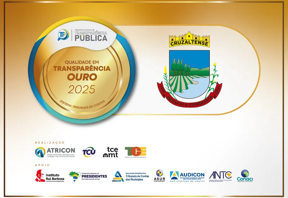 PODER EXECUTIVO DE CRUZALTENSE RECEBE SELO OURO NAS AVALIAÇÕES DA TRANSPARÊNCIA PÚBLICA.